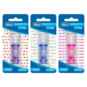 Kit Fita Decorativa 5mmx3m Com 3 Estampas Coração | Emoji | Estrela Tilibra