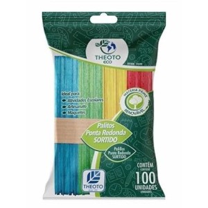 Palito De Sorvete Ponta Redonda Colorido Com 100 - THEOTO