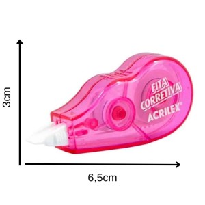 Corretivo Fita 5mmx3m Rosa ACRILEX - Caixa C/24 Unidades