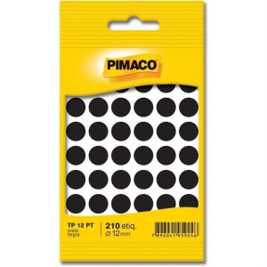 ETIQUETA BOLINHA DIÂMETRO 12,0 PRETO TP-12 COM 210 PIMACO