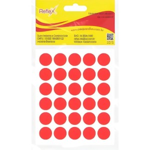 Etiqueta Diametro 12/13mm Vermelha com 210 Etiquetas REFLEX