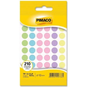 Etiqueta Diametro 12,0 Cores Pastel TP-12 com 210 Etiquetas PIMACO