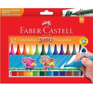 Canetinha Hidrografica 12 Cores Jumbo Triangular FABER CASTELL