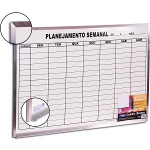 QUADRO BRANCO PLANEJAMENTO SEMANAL 0,60X0,90 MOLDURA DE ALUMINIO REF.: PA006082 CORTIARTE